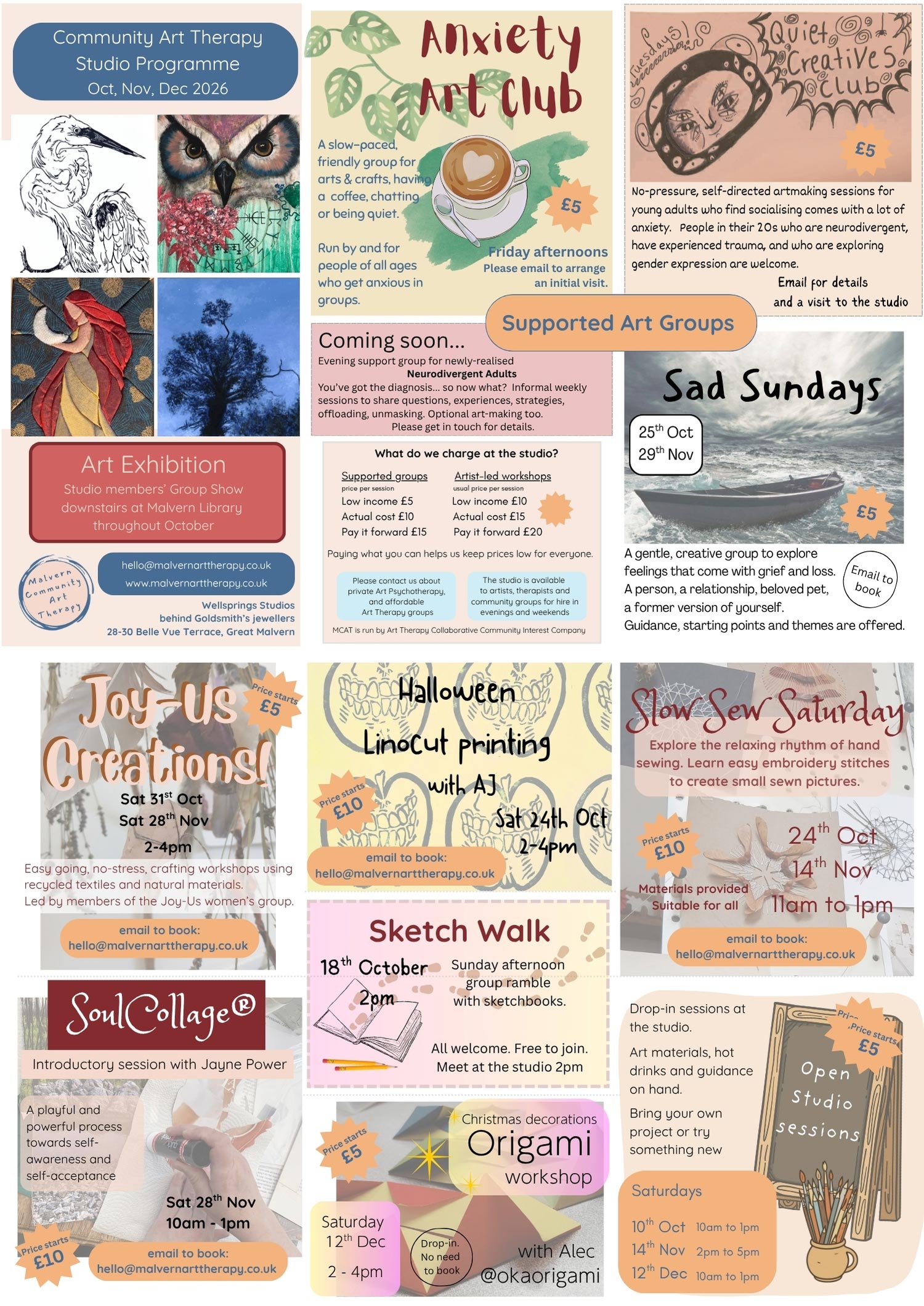 Malvern Community Art Therapy Studio programme October to December 2026 Malvern Community Art Therapy Studio programme October to December 2026
